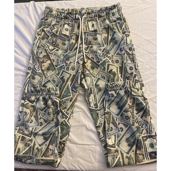 2021 Usher Ushbucks Limited Edition All Over Money Joggers Size Medium - Picture 2 of 5